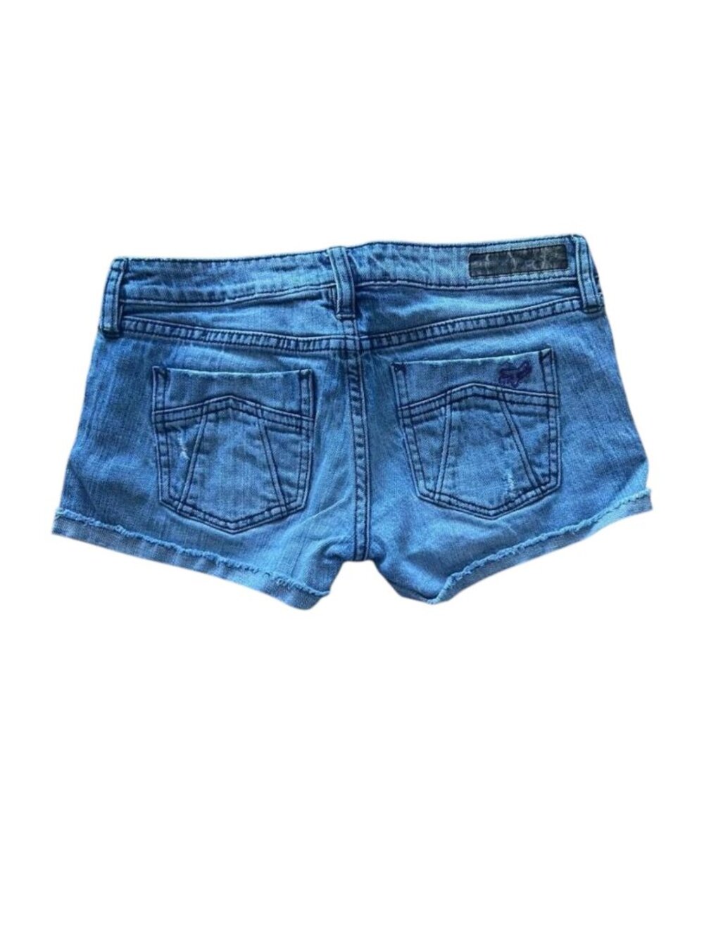 Fox Racing Distressed Denim Short Shorts Blue Stretch Size 3 Juniors - Picture 3 of 10